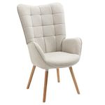 MEUBLE COSY for Bedroom Leisure Lounge Office Reading, Wood Legs, Metal, Beige, 48x53x106cm