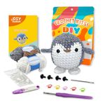 Jeslon Crochet Starter Kit - Beginners Crochet Knitting Kit with Step-by-Step Video Tutorial - Learn to Crochet for New Craft Lovers - Amigurumi Animals Creative DIY Gift for Kids - Grey Penguin