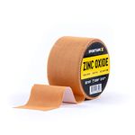 SPORTTAPE Tan Zinc Oxide Tape - 3.8cm x 10m - High Strength Athletic Tape, Blister Prevention Tape, Plantar Fascia Tape | Sports Strapping Tape & Ankle Tape for Netball. Football, Rugby - Single Roll