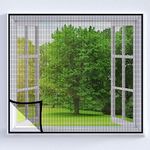 TurtleGrip Pre-Stitched Fiberglass Mosquito Window Net Size-80x80cms (32 * 32 Inches|2.62 * 2.62 Feet) Measure Window Frame Before Ordering, Color-Black