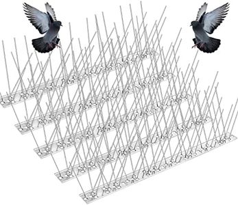 Recie Bird Spikes for Pigeons Small Birds Stainless Steel Bird Repellent Deterrent Spikes Anti Bird Spikes Deterrent Spikes Cover 17 Feet (16 Pack Uninstalled)