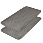 Finorder Multi-Purpose Boot Trays, Set of 2 Grey Shoe Trays for All Weather, Pet Feeding Mat, Planter Trays, Use for Indoor and Outdoor 76 cm x 38 cm x 3 cm