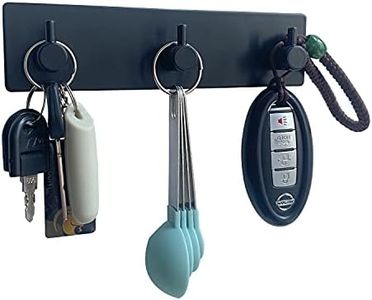 AXBUS Wall Mounted Key Holder,3 Key Hooks for Wall Decorative,Adhesive Key Organizer Key Hanger for Entryway, Kitchen, Bedroom,Bathroom - Black