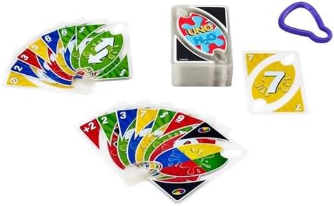 Mattel Games UNO H20 to GO, water resistant cards game, to take to the beach and to snow holidays, extra durable 108 cards, ages +7, P1703