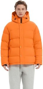 Orolay Men's Puffer Down Jacket with Detachable Hood Versatile Quilted Thicken Winter Jacket Orange Medium