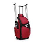 EASTON Traveler Bat & Equipment Wheeled Bag | Baseball Softball | 2020 | Red | 4 Bat Sleeves | Vented Gear & Shoe Compartments | 2 Side Zippered Pockets | Telescope Handle | Stands Up | Fence Hook