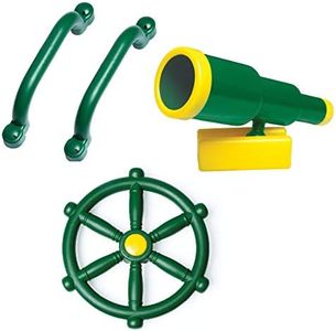 Playground Equipment Set with Kids Pirate Telescope, Steering Wheel & Safety Handle Bars for Jungle Gym