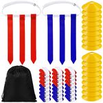 Flag Football Set Include 24 Belt, 72 Flags and 18 Cones with 1 Carrying Bag 24 Players Flag Football Belts and Flags Set for Teens Adults Indoor Outdoor Training (Red, Blue)