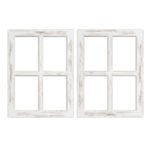 UPZING DECOR Wooden Wall Window 18"x24" Rustic Window Frame Farmhouse Vintage Country Wall Hanging Bedroom Decor, Wall Decor, Decoration Panel White (Set of 2)(White)(18"x24")