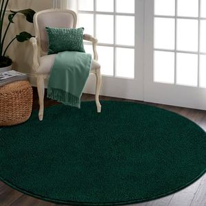 RTBQJ-AT Round Rug, Fluffy Washable Rugs for Living Room, Living Room, Bedroom, Round, Soft Area Rugs, Diameter 80 cm, Green