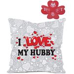 Kaameri Bazaar I Love My Hubby Quote Pillow Cushion Cover with Filler 12x12 inches Birthday Gift for Hubby, Wife or Husband, Him or Her, Student, Teacher, Men and Women