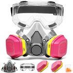 RANKSING Reusable Respirator Gas Mask with 60923 Filters and Goggle to Protection Against Dust, Fumes, Asbestos, Chemicals and Particles while Painting, Spraying, Polishing and More, Medium