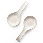 MIKIGEY Ceramic Spoon Rest Set of 2, Large Spoon (9 inch) Holder for Kitchen Counter, Kitchen Accessories, Dishwasher Safe, White