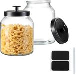 Hyperspace Glass Cookie Jar Food Container with Airtight Black Metal Lid, Large, 2PCS