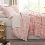 Southshore Fine Living, Inc. Full/Queen Size Comforter Set, Down Alternative Paisley Bedspread, Reversible Print is 2 Colors in 1, Queen/Full Comforter & Matching Shams, Coral/White