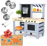 GROWGO 2 in 1 Mud Kitchen for Kids Outdoor with Kitchen Utensils, Grocery Store Pretend Play Outdoor Kitchen for Kids Including Mud Kitchen Toys, Outdoor Kids Kitchen Set, Montessori Mud Kitchen