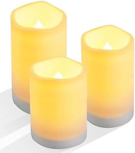 Salipt Solar Powered Candles - 3.25" x 4"5"6" Waterproof LED Flameless Pillar Candle Set,Dusk to Dawn, Rechargeable Solar Battery Included,Waterproof for Patio Decor,Set of 3