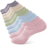 BUDERMMY No Show Trainer Socks for Womens 5 Pairs Invisible Ankle Socks Cotton Non Non-Slip Silicone Stripes Low Cut Casual Socks Women (UK, Numeric, 6, 8, Regular, Regular, multicolour)