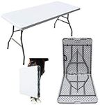 MQ Houseware 5ft Folding Table Plastic Fold in Half w/Handle Heavy Duty Trestle for Party Dining Camping Picnic Booth Market Events