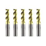 SPEED TIGER IAE5 Carbide Square Nose End Mill with ZrN Coating for Aluminum Applications - 2 Flute - IAE5-1/4"2T-ZrN (5 Pieces, 1/4")