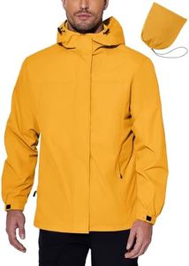 COOFANDY Men's Golf Rain Jackets Waterproof With Hood Lightweight Packable Raincoat Rain Shell For Outdoor Hiking Travel Yellow