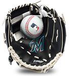 Franklin Sports MLB Youth Teeball Glove and Ball Set - Kids Miami Marlins Baseball and Teeball Glove and Ball - Perfect First Kids Glove - 9.5"