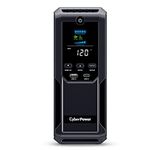 CyberPower CP1350AVRLCD3 Intelligent LCD UPS System, 1350VA/815W, 12 Outlets, 2 USB Ports, AVR, Mini Tower, Black