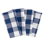 Elrene Home Fashions Farmhouse Living Buffalo Check Napkins, Set of 4, 20" X 20", Blue/White 4