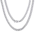 Silver Color Chain Cuban Necklace 18inch Stainless Steel Curb Chain Mens & Womens Gift