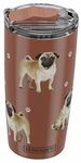 Pug SERENGETI 16 Oz. Stainless Steel, Vacuum Insulated Tumbler with Spill Proof Lid - 3D Print - Insulated Travel mug for Hot or Cold Drinks (Pug Tumbler)