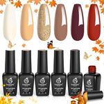 beetles Gel Polish Red Gel Nail Polish Set, 6 Colors Modern Retro Brown Burgundy Red Gold Glitter Gel Polish Wine Red Gel Nail Kit Soak Off Nail Lamp Uv LED Nail Art DIY Home Minicure Nails