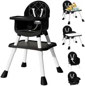 UNISWAN 6 in 1 Baby High Chair, Convertible Highchair for Babies and Toddlers (Black)