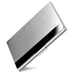 DMFLY Business Card Holder, Slim Business Card Case for Men & Women, Pocket Metal Card Case, Professional Stainless Steel Business Card Holders, Purse Name Card Holder, Buckle Style Shut, Silver,