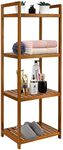 Utoplike Teak Wood Bathroom Shelf Freestanding, Standing Shelf Units, Bathroom Floor Shelf Organizer Stand, 4 Tier Storage Shelves for Bathroom, Kitchen, Office