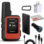 Garmin inReach Mini 2 Satellite Communicator, Lightweight Compact Rugged Design, Portable GPS Handheld for Hiking, Two-Way Text Messaging Device Bundle with Accessories (Flame Red)