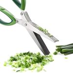 Drumstone {Diwali Special) 5-Blade Herb Cutter Scissors with Safety Cover & Cleaning Comb – Multipurpose Stainless Steel Kitchen Shears for Easy Herb Cutting