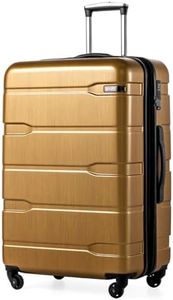 Coolife Luggage Expandable(only 28") Suitcase PC+ABS Spinner Built-In TSA lock 20in 24in 28in Carry on (Black brown, L(28in).)