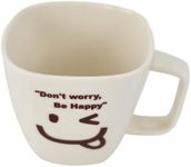 Southern Homewares "Don't Worry, Be Happy" Ceramic Tea Coffee Cup Face 06, White