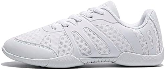 white Cheer Shoes for Womens Cheerleading shoes Girls Youth White Competition Cheerleading Gear Dance Shoe Sports Tennis Training Athletic Flats Breathable Soft comfortable kids cheer sneaker size,