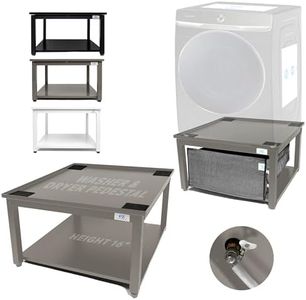Washer and Dryer Pedestal - 27" W, 16" H, Gray Steel Universal Fit with Major Brands, Leak-Proof Laundry Pedestal with Drain Pan & Hose, Washer and Dryer Stand for Back Pain Relief, 800 lbs Capacity