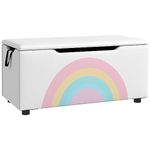 Qaba Toy Chest, Kids Toy Bench Box, Lightweight Storage Bench with Lid and Side Handles, for Nursery Room Playroom Bedroom, Gift for 3-8 Years Old, White