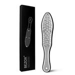 BEZOX Foot File Callus Remover, Heavy Duty Stainless Steel Foot Scrubber, Double Sided Grit Pedicure File Cracked Heel Scraper - W/Cloth Storage Bag