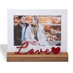 GEGUTON Picture Frame with Love Theme - Frames for 4 x 6 Photos, Steel & Wooden Decoration Items for Home, Gifts for Mom & Dad - Love Collection - Red & White