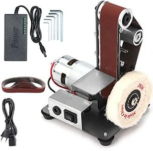 Electric Belt Sander 300W DIY Adjustable Polishing Sharpener, Cutting Edges, Mini Bench Grinder Kit with 7 Speeds Multifunctional