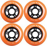 Rollerex VXT500 85A Inline Skate Wheels (4-pack) (Various Size & Color Options Available) -Indoor Outdoor- Intended for Roller Blade Wheel Replacement (76mm, Sunrise Orange)