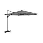 Charles Bentley Outdoor, Garden, Patio 3.5m Hanging Banana Cantilever Garden Umbrella, 13kg, Water Resistant, Sunshade, Free Standing, Crank Winding System, Tilt Function, In Grey (340x320cm)