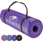 NBR Yoga Mat Exercise Fitness foam Extra Thick Non-Slip Large Padded High Density for Pilates gymnastics stretching Workout with Free Carry Strap. Purple