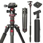 ZOMEi 196cm Camera Tripod Travel Aluminium Monopod Heavy Duty Tripod Stand with 360° Ball Head, Carrying Case, Phone Holder Perfect for Video Shooting/Selfies/Live Stream/Vlogging(Red)