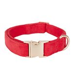 YUDOTE Ultra-soft Dog Collar Natural Cotton Corduroy Made for Small Dogs with Sensitive Skin,Red