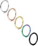 Milacolato 5Pcs 18G G23 Titanium Nose Rings Hoop Multi-Color Hinged Ear Cartilage Lip Septum Rings Body Piercing Jewelry 10MM&1MM